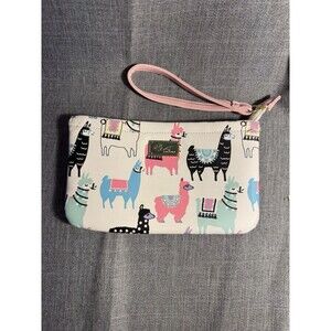 Luv Betsey by Betsey Johnson Llama Wristlet Pre-owned VGC whimsical boho pastels